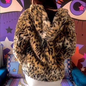 Fuzzy cheetah print jacket
